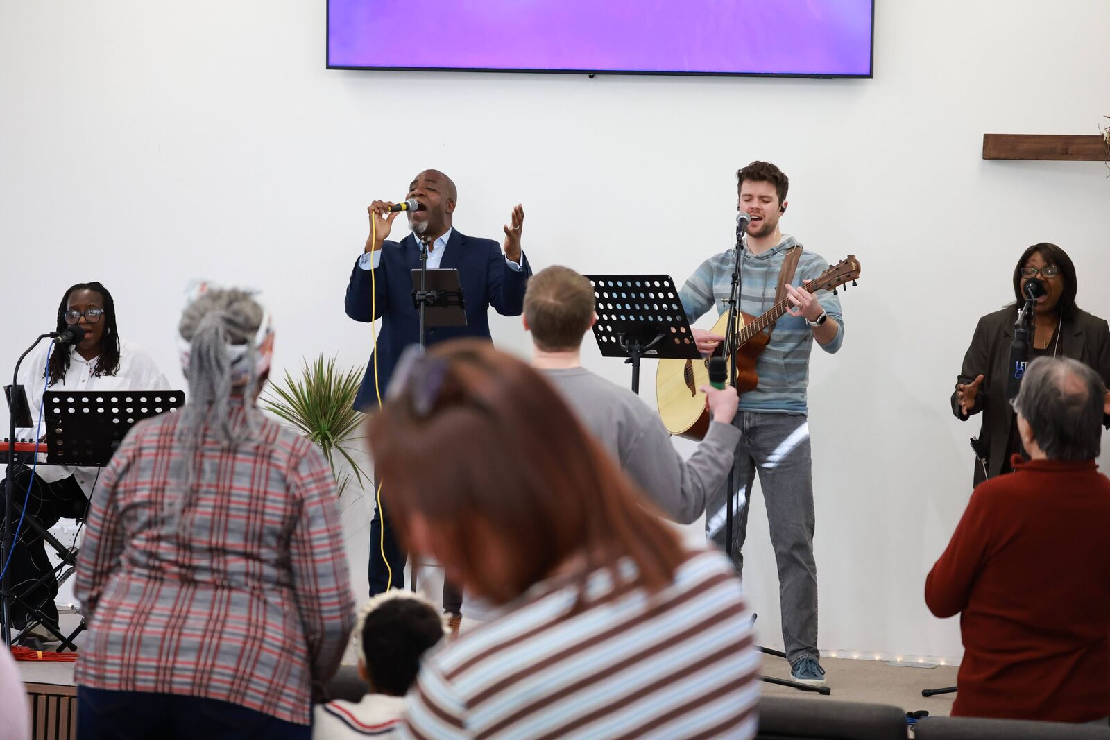 The band playing on stage